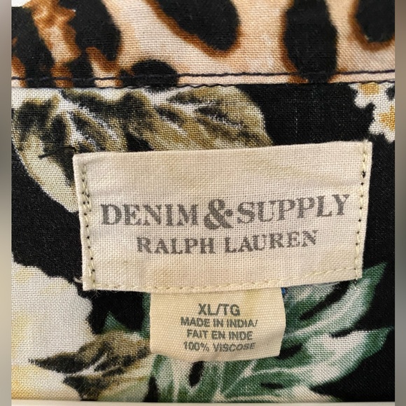 Denim & Supply Ralph Lauren Aloha Hawaiian Leopard print shirt floral EUC 🌺 XL - Picture 9 of 10